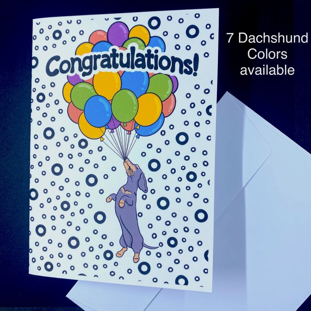 Dachshund Wiener Dog Congratulations Blank Greeting Card Handmade Gift 5x7"